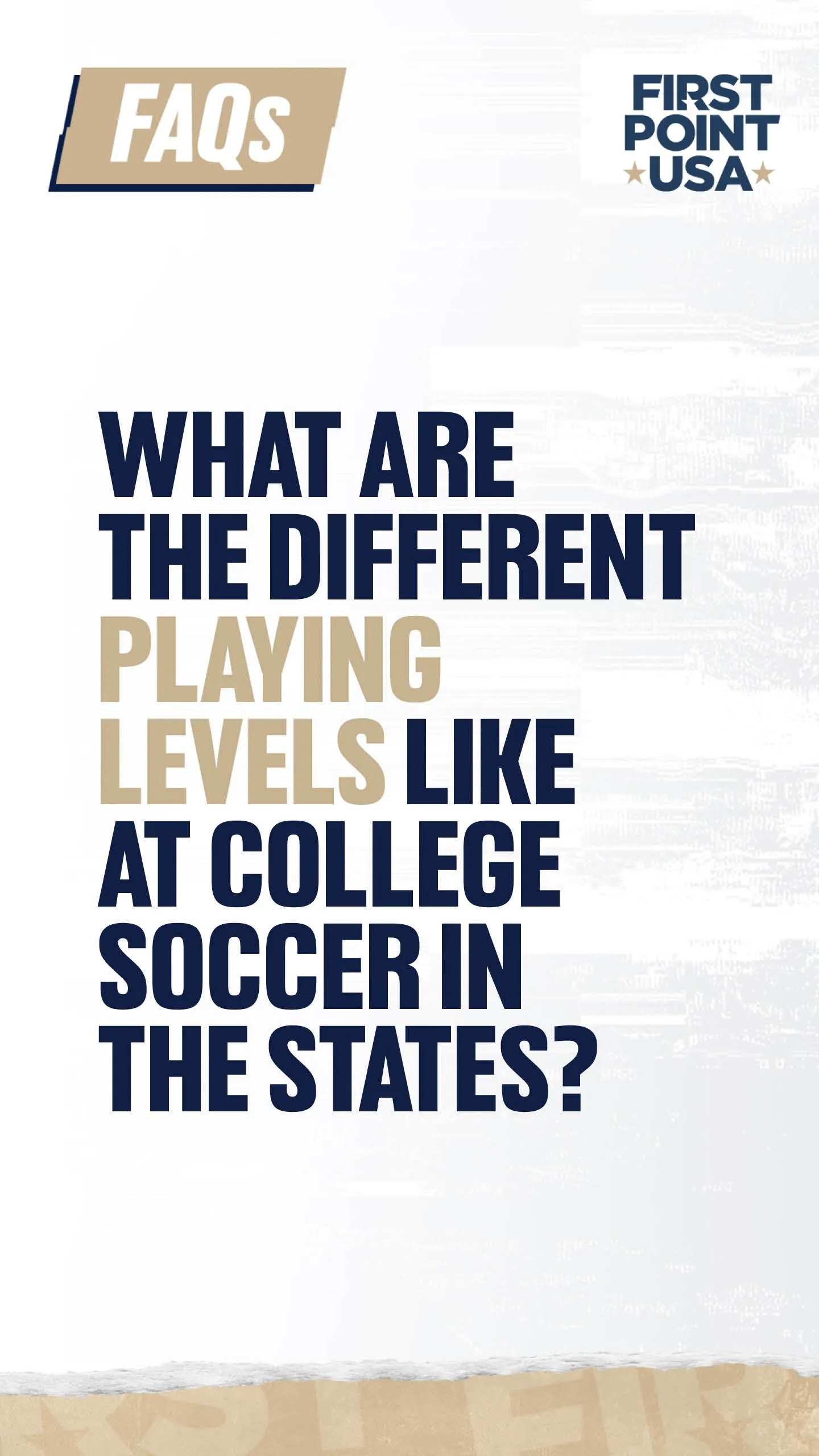 What are the different playing levels like at college soccer in the States?